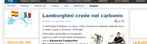 “Lamborghini Crede nel Carbonio”, Polimerica, July 2010